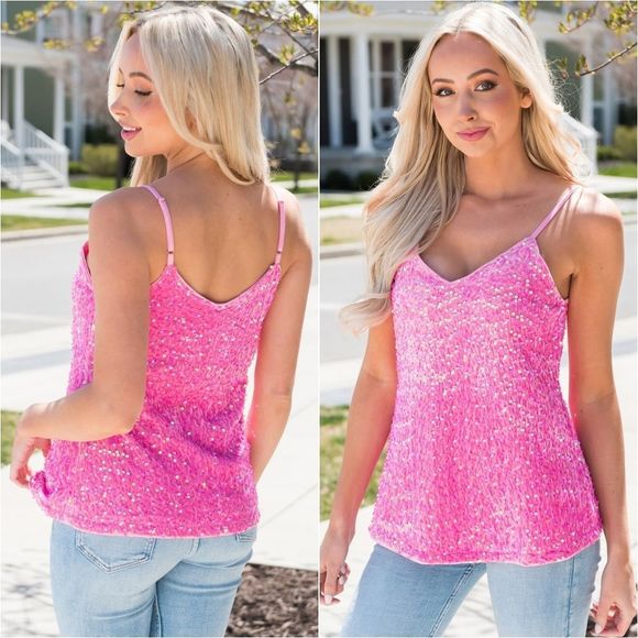 Sequin V-Neck Cami - Picture 2 of 6